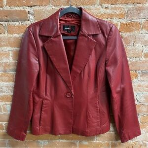 VTG Y2K Studio Y Red Leather Jacket Button & Pockets Women’s Medium